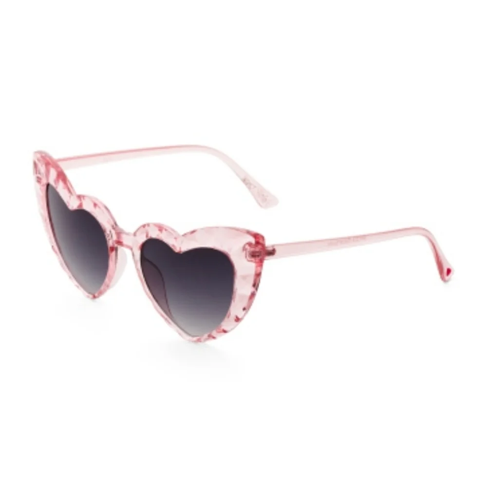 💕▪️Betsey Johnson ▪️Heart-Shaped Pink Marble Sunglasses - Retro Cute Shades